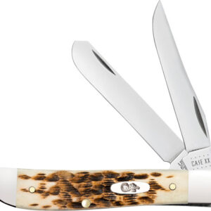 Case Knives Amber Bone Ss - Peach Seed Jig Mini Trapper
