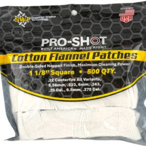 Pro Shot Cleaning Patch Cotton - Flannel .22-.270 1 1-8" 500ct