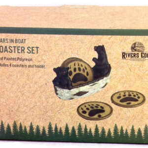 Rivers Edge Bears In A Boat - Coaster Set 4 Piece