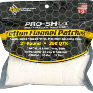 Pro Shot Cleaning Patch Cotton - Flannel .270-.38 2" 250ct