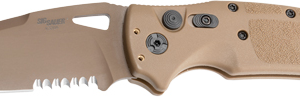 Hogue K320a M17 3.5" Auto Fldr - Drop Point Blade Poly Tan