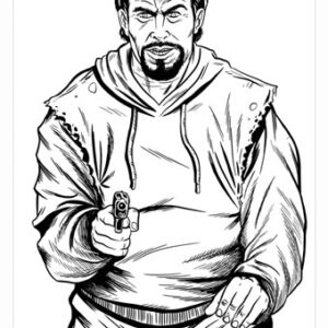 B-c Target Eze-scorer 23"x35" - Bad Guy Silhouette 5 Targets