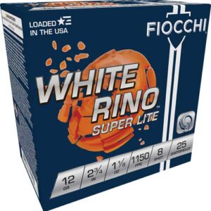 Fiocchi White Rino 12ga 2.75" - 1-1-8oz #8 1150fps 250rd Case