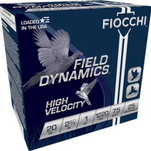 Fiocchi 20ga 2.75" 1oz #7.5 - 1220fps 25rd 10bx-cs
