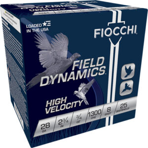 Fiocchi 28ga 2.75" 3-4oz #8 - 1300fps 25rd 10bx-cs