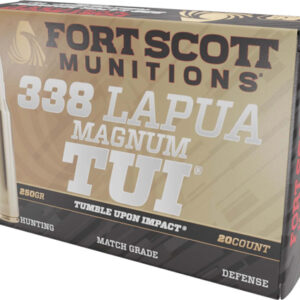 Fort Scott 338 Lapua Mag 250gr - Tui Solid Copper 20rd 5bx-cs