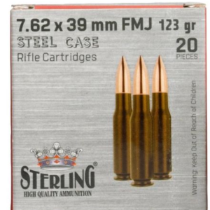 Sterling Steel Case 7.62x39 - 123gr Fmj 20rd Box 50bx-cs