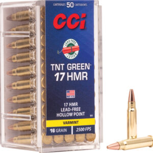 Cci Green Lead Free 17hmr 16gr - Tnt-hp 2500fps 50rd 40bx-cs