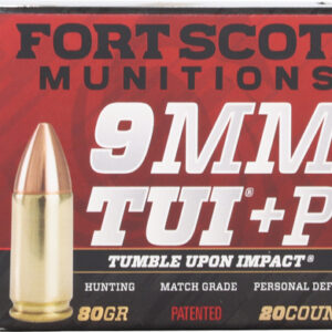 Fort Scott 9mm Luger +p 80gr - Tui Solid Copper 20rd 25bx-cs