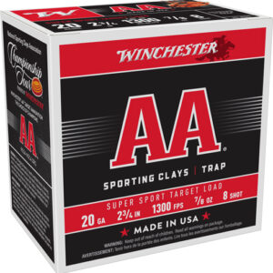 Winchester Aa 20ga 2.75" 7-8oz - #8 1300fps 250rd Case Lot