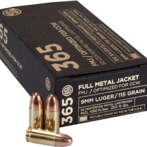 Sig Ammo 9mm 115gr Elite Ball - 365 Fmj 50rd 20bx-cs
