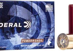 Federal Power Shok 12ga 2.75" - 1oz Rifled Slug 5rd 50bx-cs