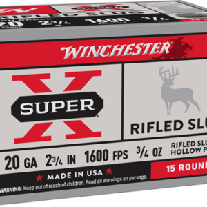 Winchester Super-x 20ga 2.75" - 3-4oz Rifles Slug 15rd 10bx-cs