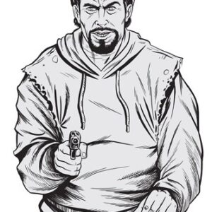 B-c Target Eze-scorer 12"x18" - Bad Guy Silhouette 10 Targets