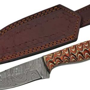 Szco Rite Edge 4" Red Twisted - Wood Hunter Damascus W-sheath