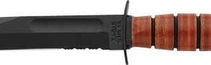 Ka-bar Fighting-utility Knife - 5.25" Shrt W-lthr Usmc Serrtd