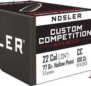 Nosler Bullets 22 Cal .224 - 77gr Hp-bt Custom Comp. 100ct!