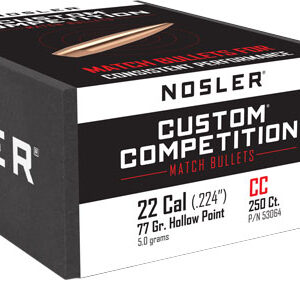 Nosler Bullets 22 Cal .224 - 77gr Hp-bt Custom Comp. 250ct