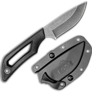 Outdoor Edge Pivot 2.5" Fixed - Dp Pnt Blck-stnwsh Ss W-sheath