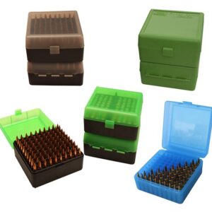 Mtm Deluxe Ammo Box Rifle 100 - Rounds 22-250 To 375h&h Grn