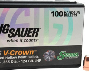 Sierra Bullets 9mm .355 - 124gr Jhp Sig V-crown 100ct