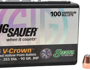 Sierra Bullets 9mm .355 - 90gr Jhp Sig V-crown 100ct