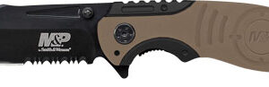 S&w Knife M&p Index Flipper - 3.5" Black-desert Tan Clip Pt